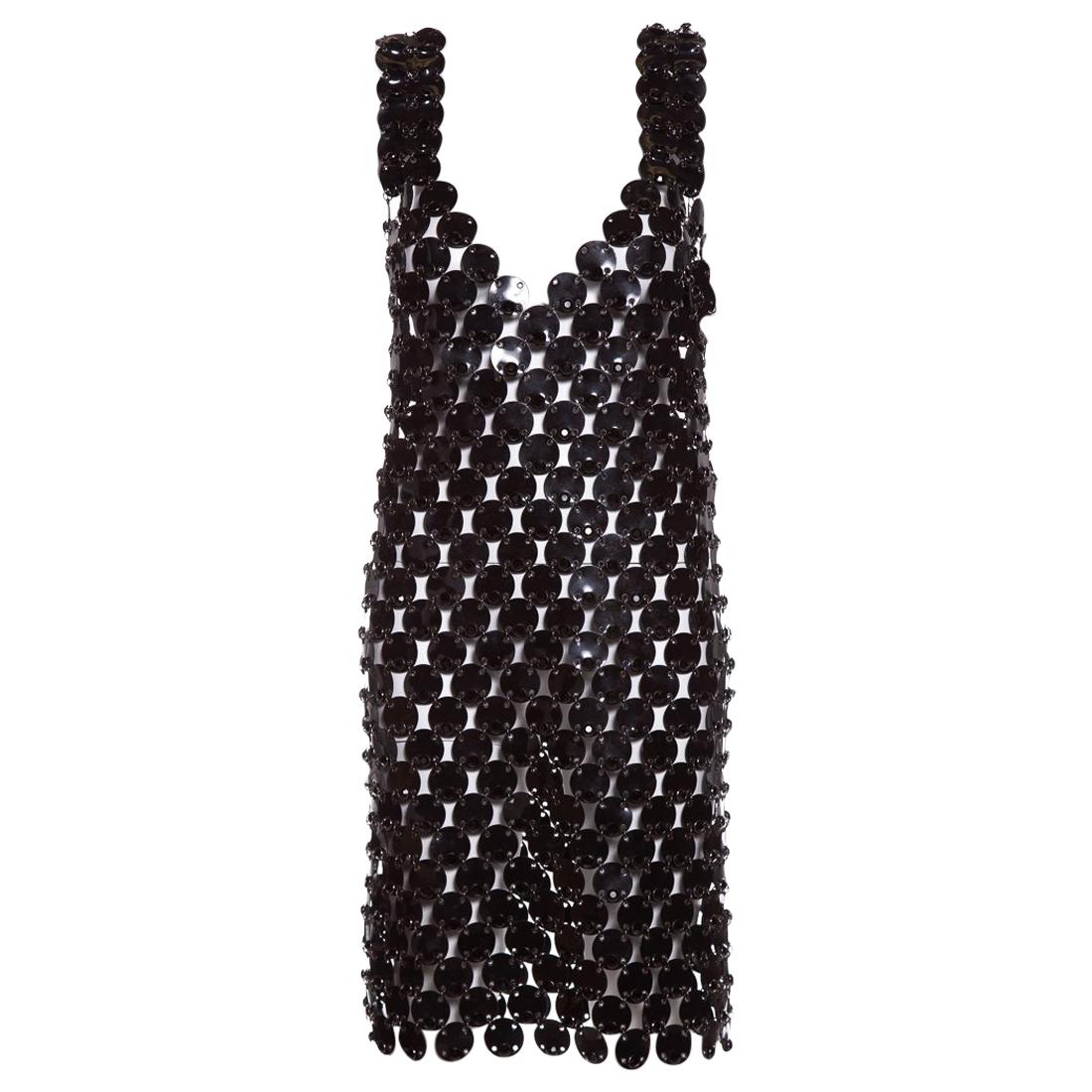 PACO RABANNE  Black Rhodoid Dress SZ 10 For Sale