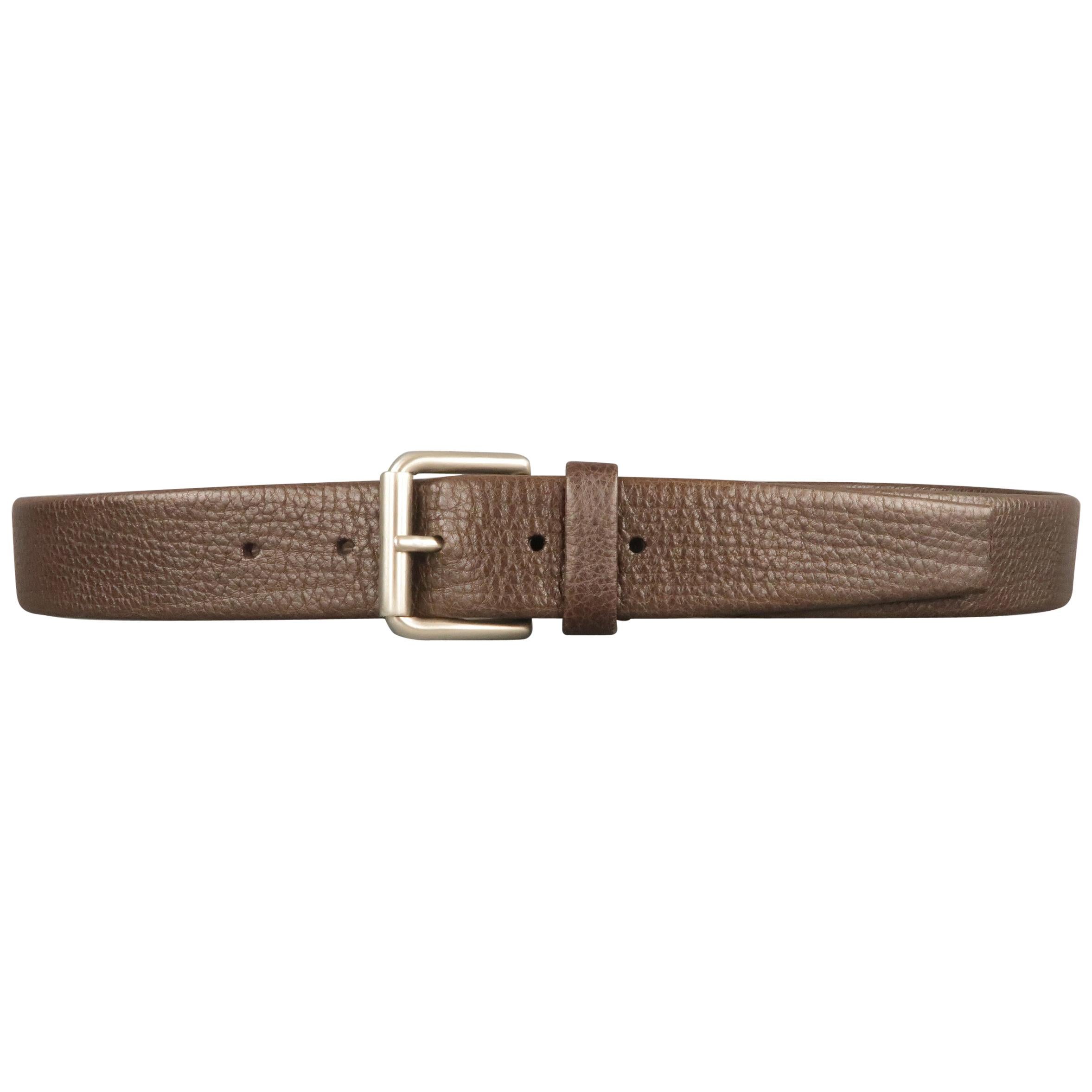 Men's LONGHI Size 36 Brown Textured Leather Belt