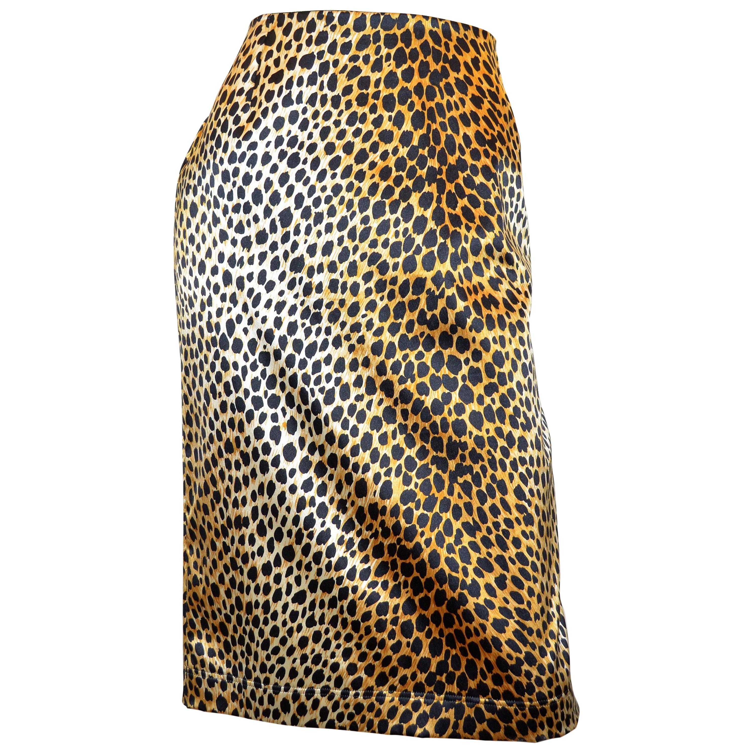 Dolce & Gabbana Silk Leopard Print Skirt