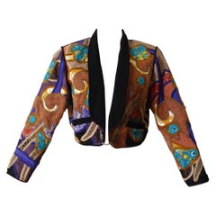 Judith Roberts 1980s Boho Abstract Appliqué Patchwork Jacket