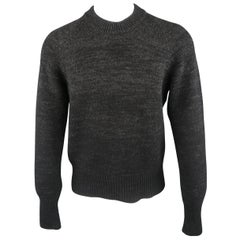 PRADA Size M Grey & Black Heathered Ombre Wool / Cashmere Crew-Neck Sweater