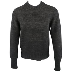 Men's PRADA Size M Grey & Black Heathered Ombre Wool / Cashmere Crew-Neck Sweate