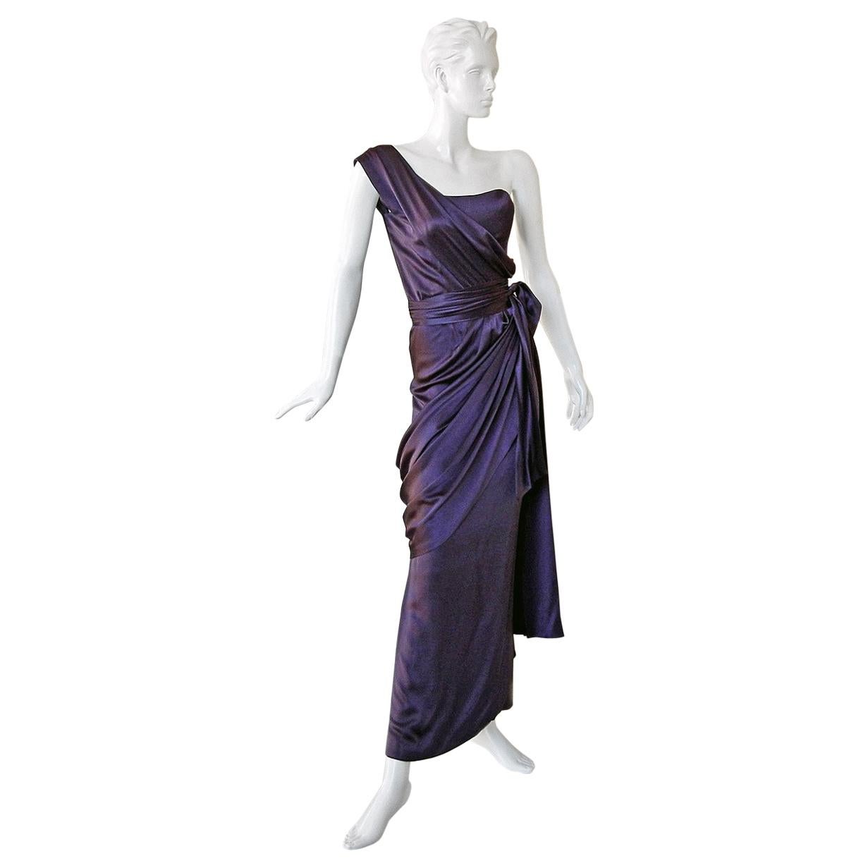 Yves Saint Laurent Haute Couture Runway Grecian Drape Dress Gown  1997-1998 For Sale