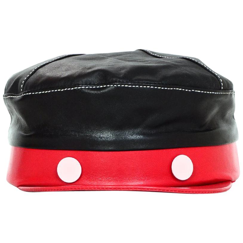 Gigi Burris Black/Red Disney 1928 Willie Mickey Mouse Leather Cap Hat
