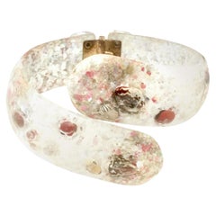 Mid-20th Century Lucite & Shell Confetti Clamper Bracelet