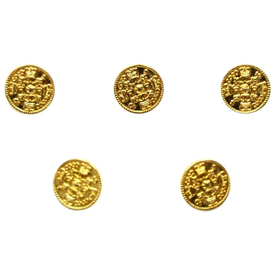 Chanel Goldtone CC Medium Shank Buttons W/ Crowns (Set of 5)