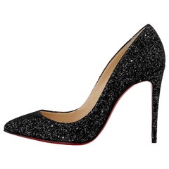 Christian Louboutin NEW Pigalle 100 Black Glitter High Heels Pumps in Box