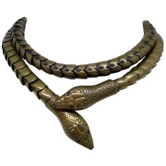 Circa 1930s Egyptian Revival Brass Articulated Snake Necklace