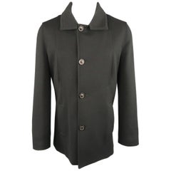 MAISON MARTIN MARGIELA M Black Wool Blend Knit Collar Coat