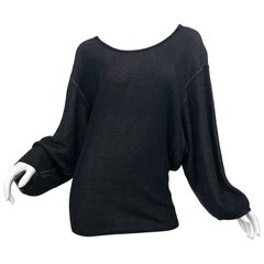 Vintage Azzedine Alaia 1980s  Black + Nude Viscose 80s Mini Sweater Dress Tunic