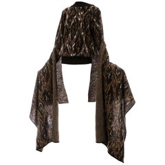 Yves Saint Laurent brown wool sweater with matching large scarf, c. 1980s