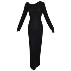 F/W 1998 Gucci by Tom Ford Asymmetrical Long Sleeve Black Gown Dress