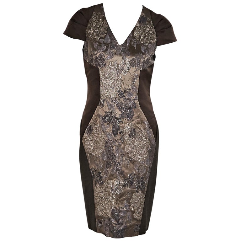 Metallic Brown Etro Floral Jacquard Sheath Dress at 1stDibs | etro silk ...