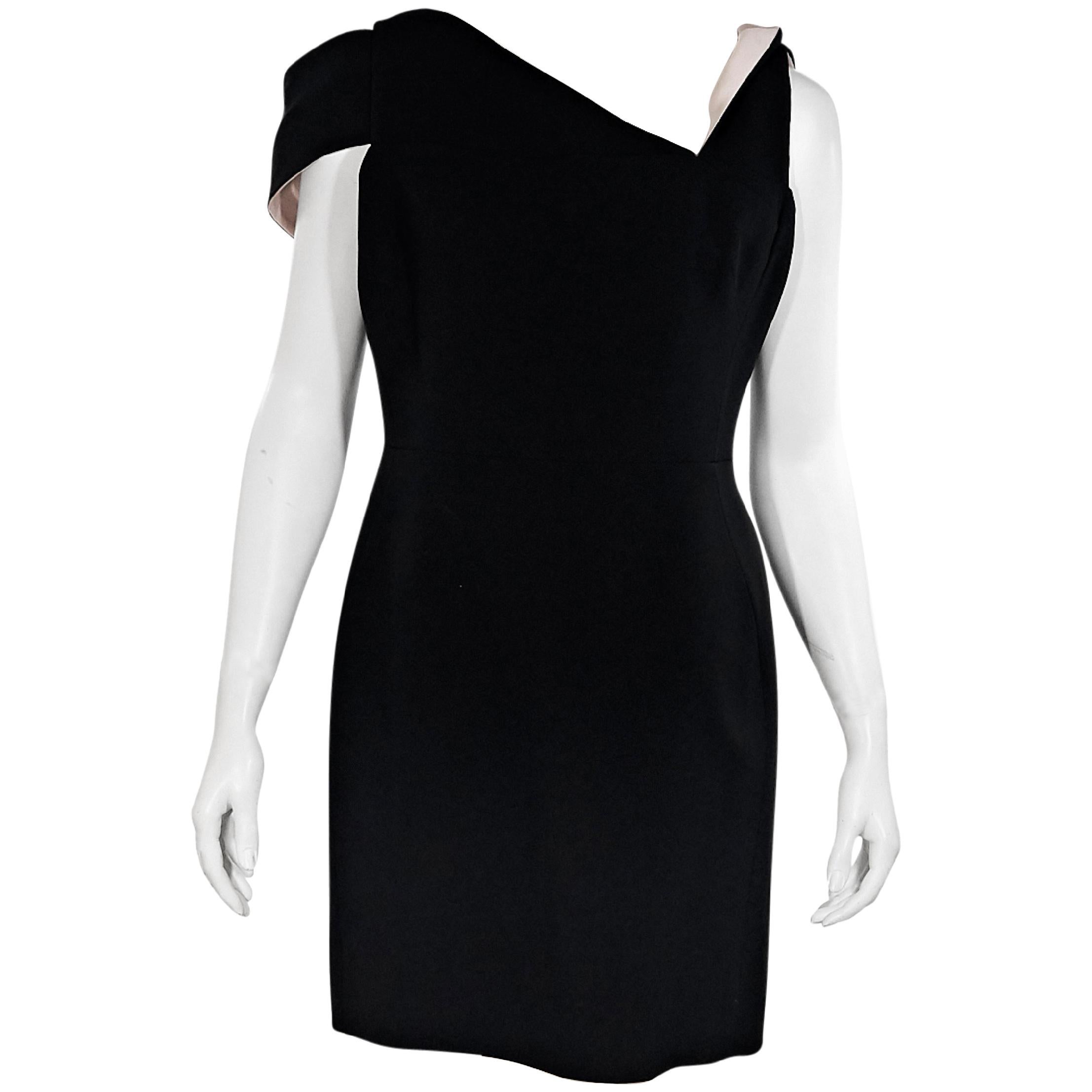 navy asymmetric neck pleated wrap midi dress