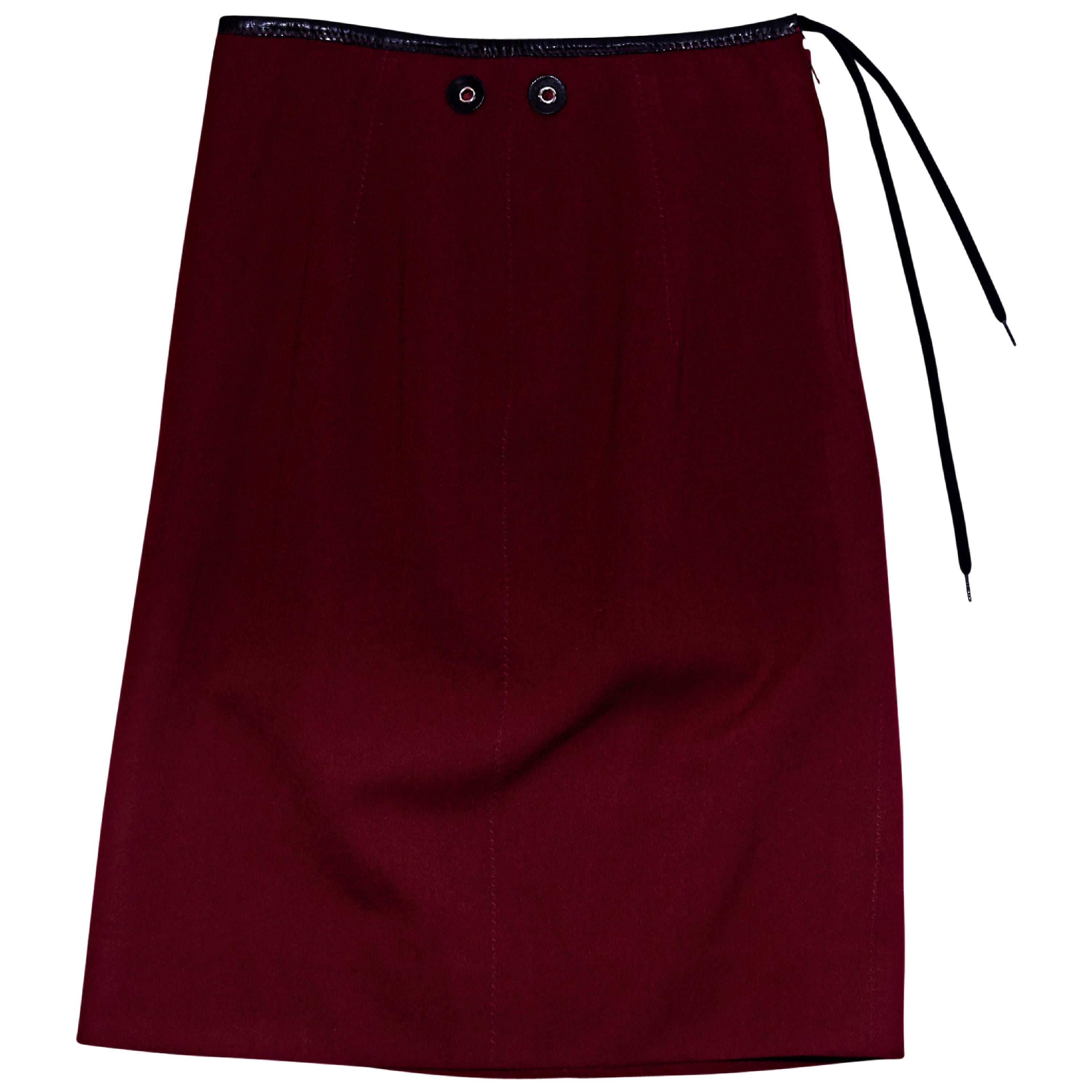 Red Jean Paul Gaultier Wool Skirt