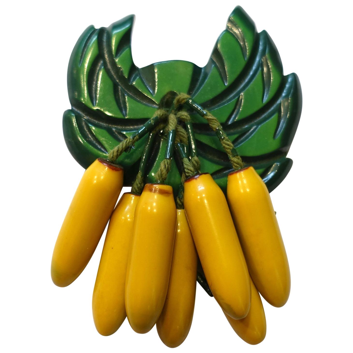 Vintage Art Deco Famous Bakelite Bananas Brooch