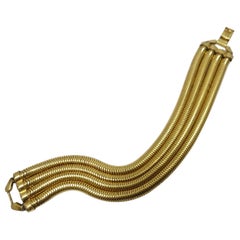 Vintage Flex Snake-Link 4-Strand Gold-Tone Bracelet