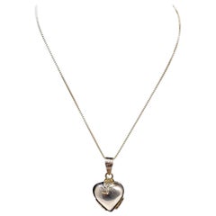 Vintage Sterling Silver Heart 4-Photo Locket Pendant & Chain