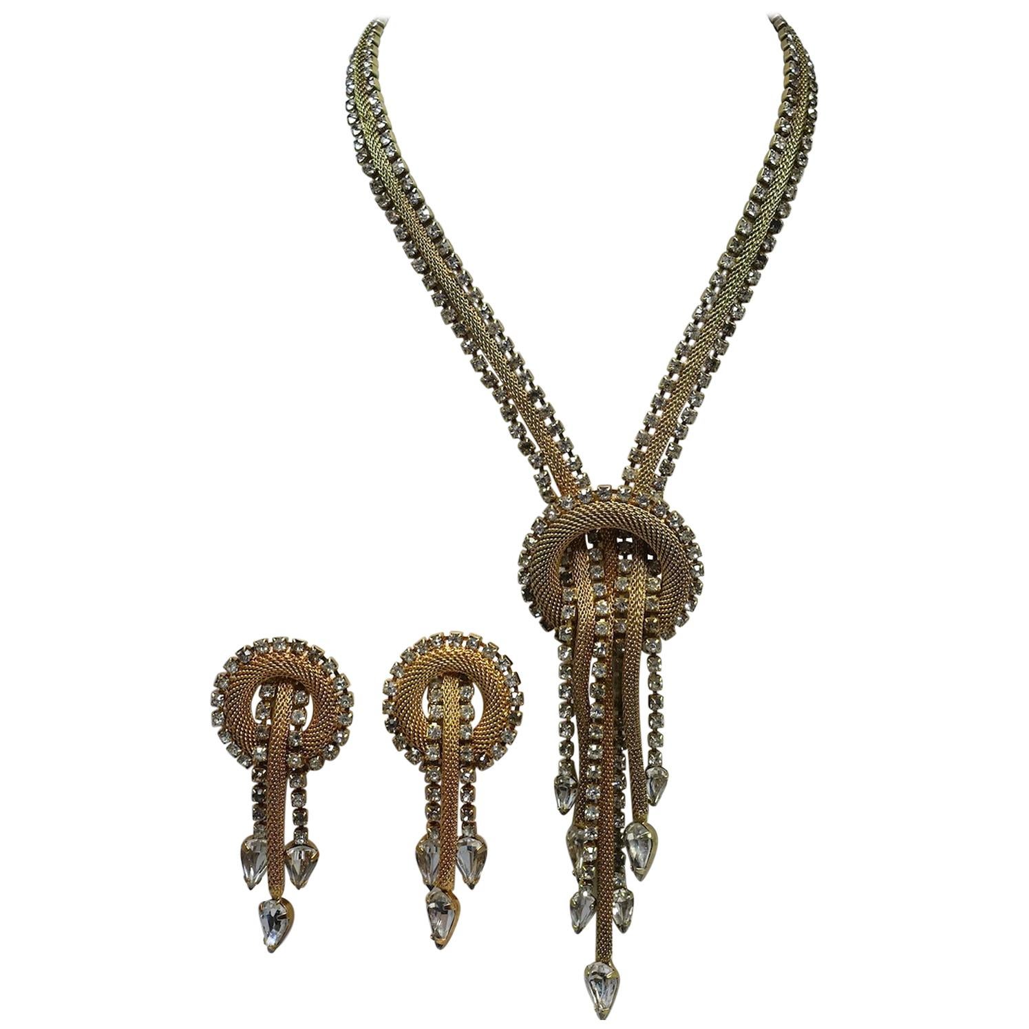 Vintage Retro Drop Necklace & Earrings Set
