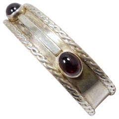 Vintage Garnets & Sterling Silver Adjustable Cuff Bracelet