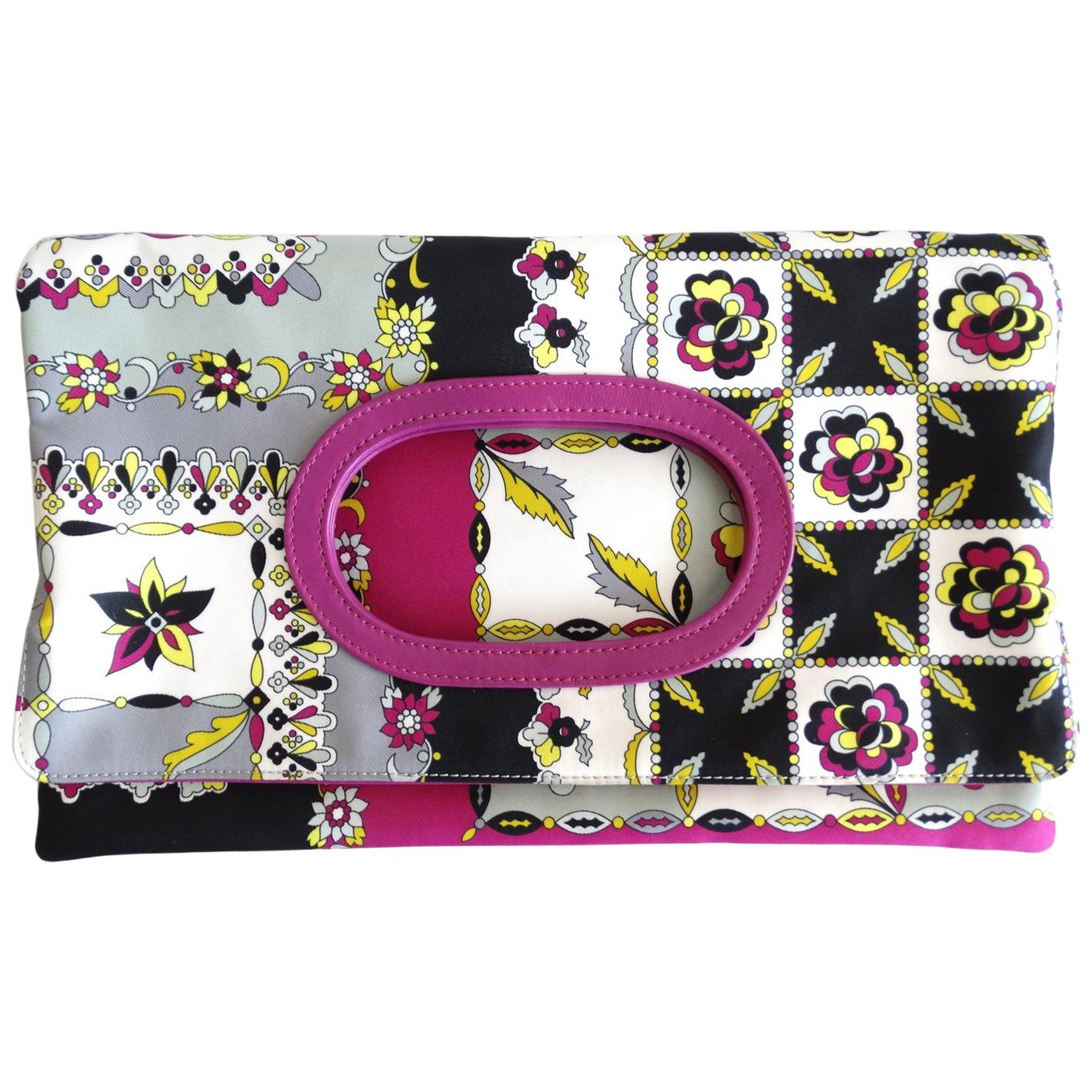 1980s Emilio Pucci Floral Print Foldover Clutch 