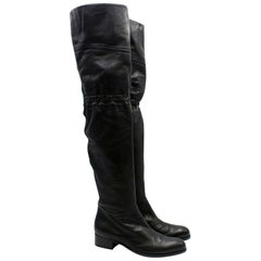 Jimmy Choo Black Leather Thigh High Boots SIZE 39 / US 6