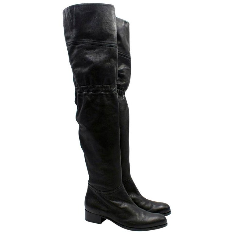 Jimmy Choo Black Leather Thigh High Boots SIZE 39 / US 6 at 1stDibs ...