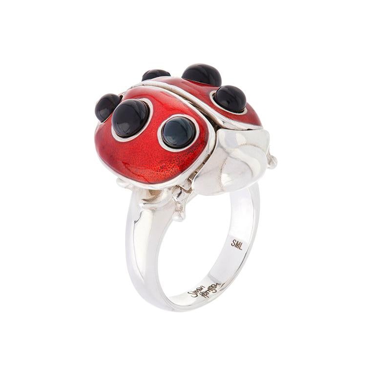 Simon Harrison Ladybird Sterling Silver Ring For Sale