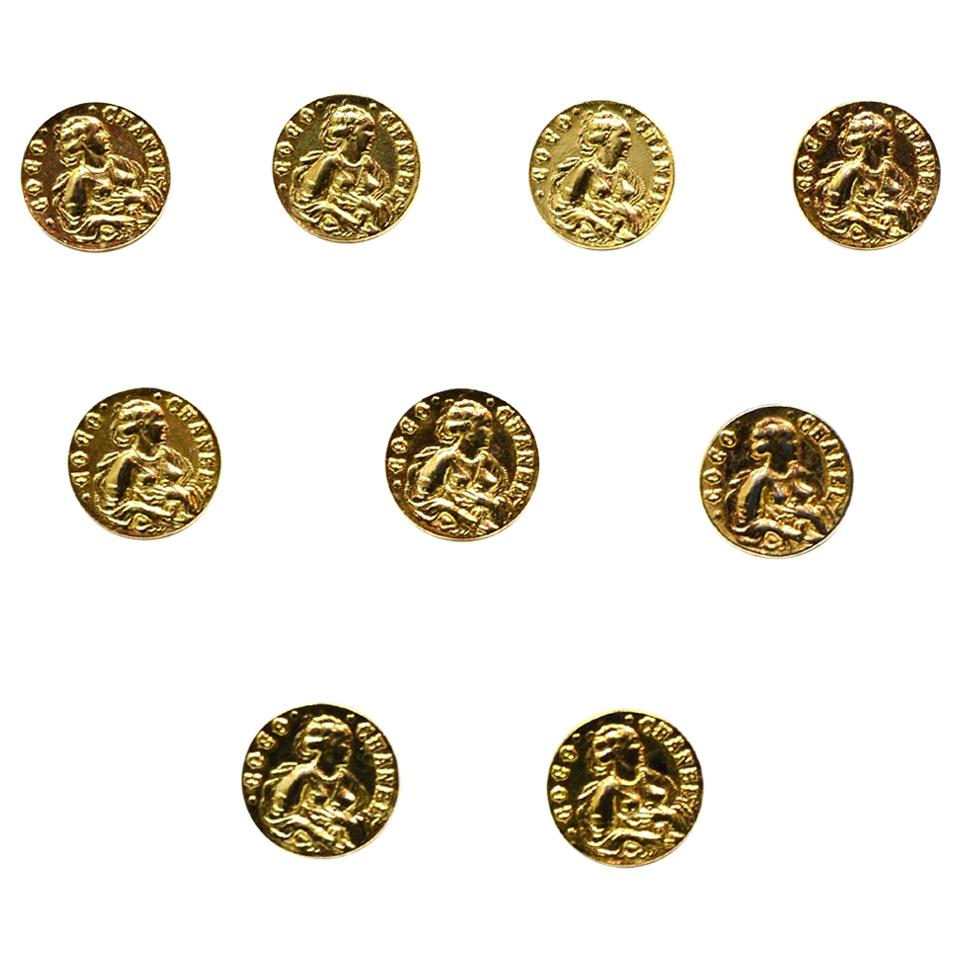 Chanel COCO Goldtone Medium Shank Buttons (Set of 9)