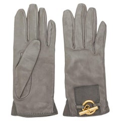 Hermès Mouse Grey Leather Gloves