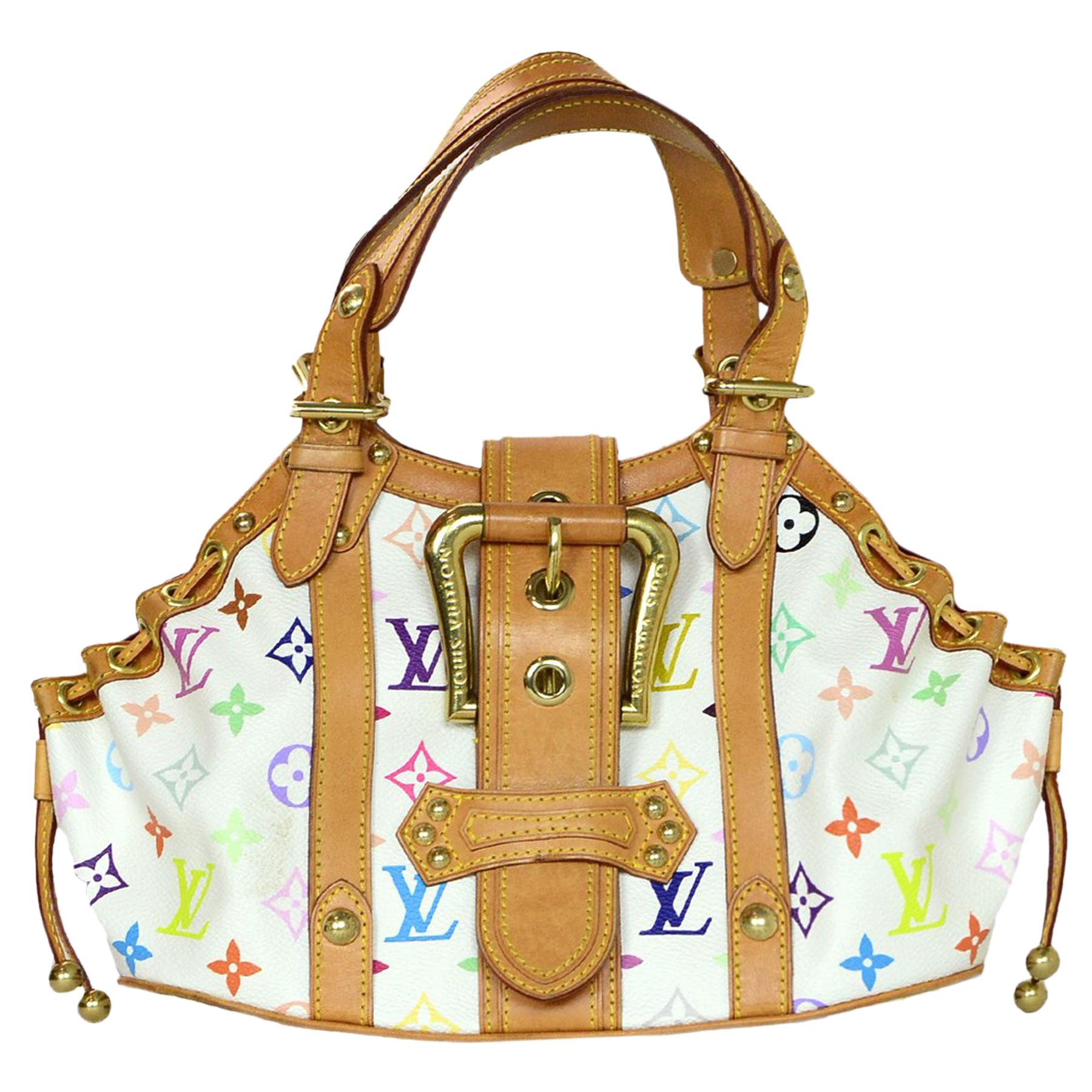Louis Vuitton White/Multi-Color Leather/Canvas LV Monogram Theda GM Bag For  Sale at 1stDibs
