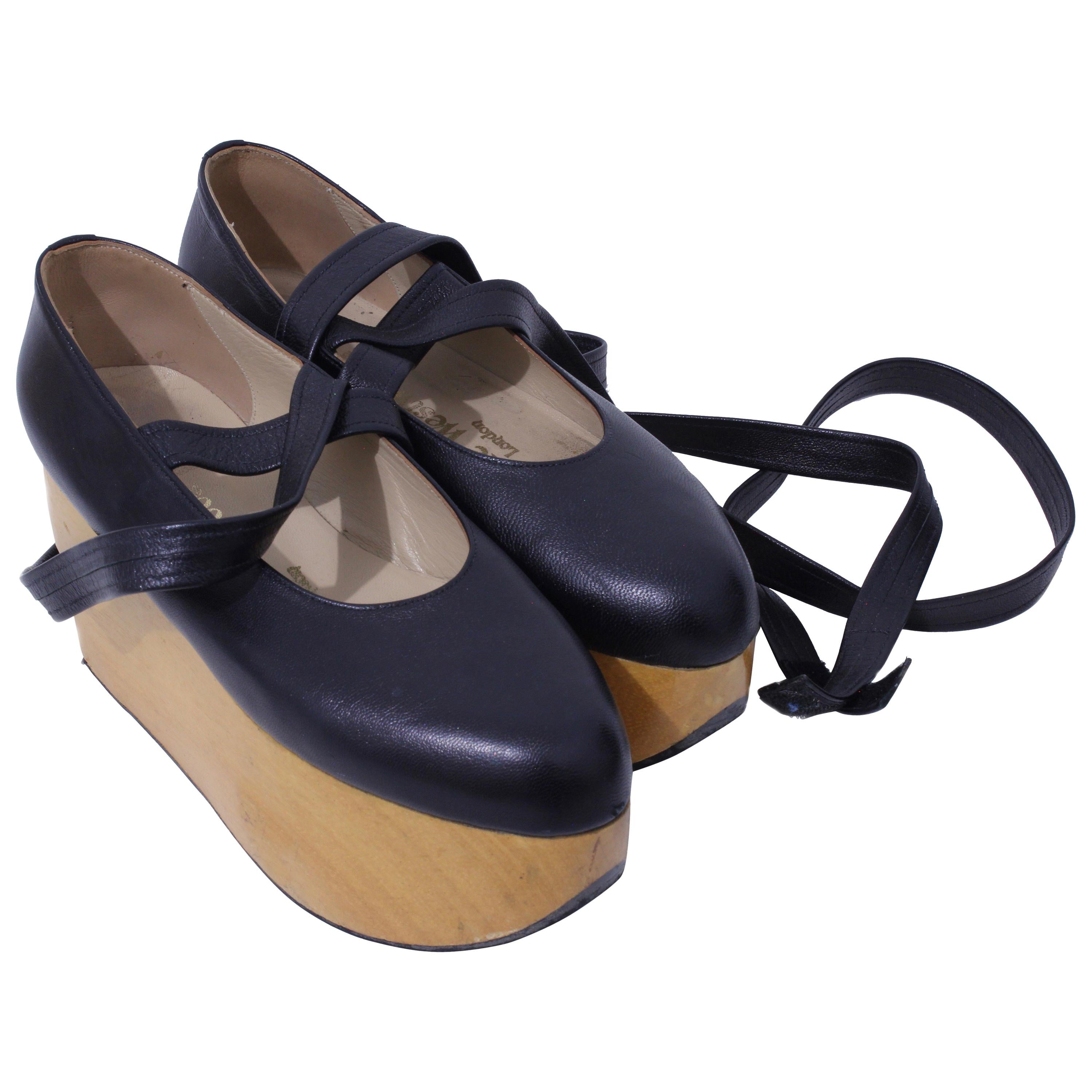 Vivienne Westwood Rocking Horse Shoes Black Leather Ballerina Platforms US6 UK5