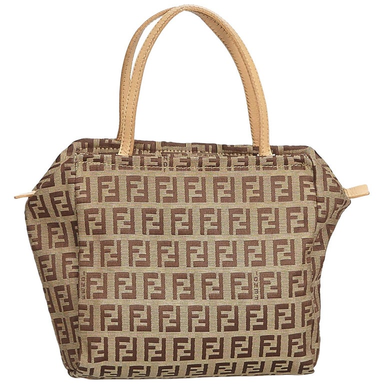 Fendi Brown Zucchino Jacquard Handbag For Sale at 1stdibs