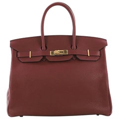 Hermes Birkin Handbag Rouge H Togo with Gold Hardware 35
