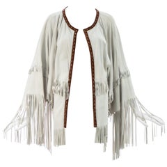 Dolce & Gabbana cream suede fringed poncho jacket, S/S 2004