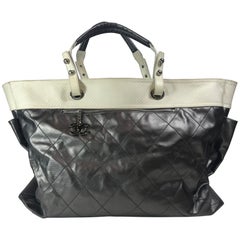 Chanel Metallic Silver CC Chain Tote Bag at 1stDibs