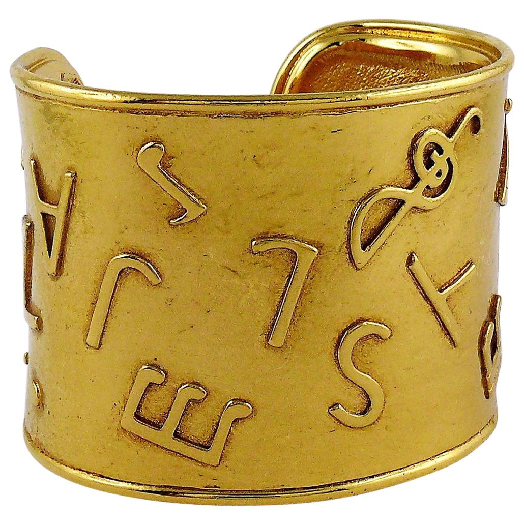 Yves Saint Laurent Vintage Gold Toned Jazz Cuff Bracelet