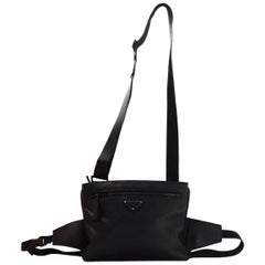 Prada Black Leather Unisex Belt/Body Bag