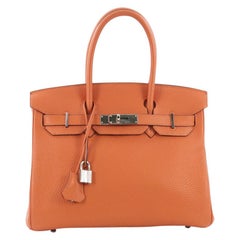 Hermes Birkin Handbag Orange H Togo with Palladium Hardware 30