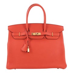 Hermes Birkin Handbag Capucine Togo with Gold Hardware 35