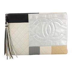Chanel O Case Clutch Colorblock Quilted Leather Large