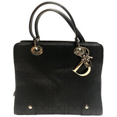Dior "Lady Dior" Black Leather Handbag