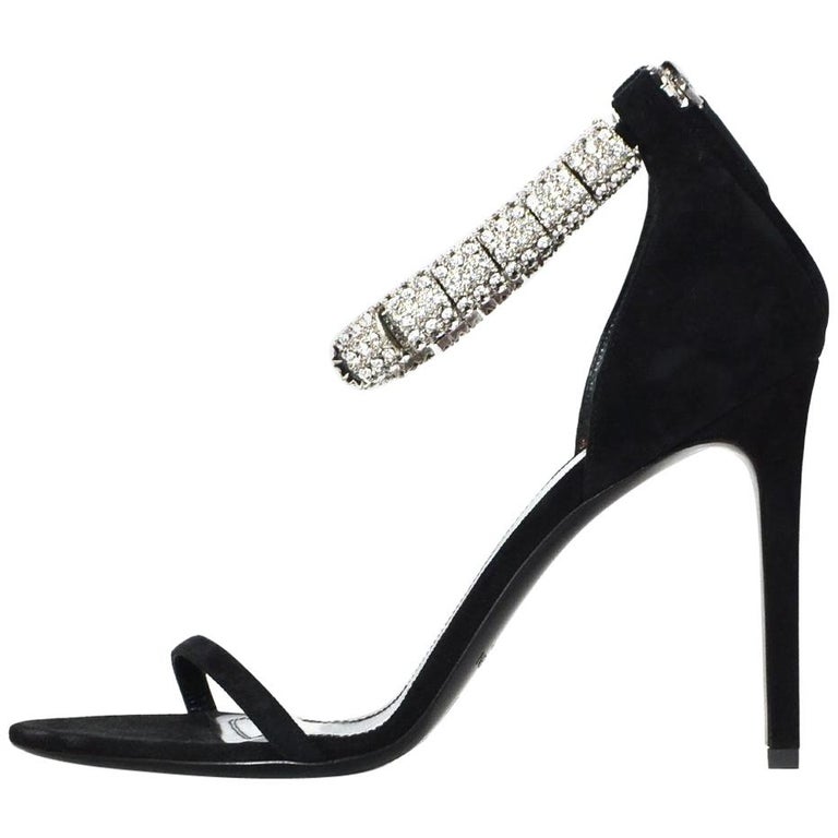 Calvin Klein 205W39NYC Black Suede Camelle Crystal Sandals Sz 40& rt. $1,405 For Sale at 1stDibs Calvin Klein 205W39NYC Black Suede Camelle Crystal Sandals Sz 40& rt. $1,405 For Sale at 1stDibs