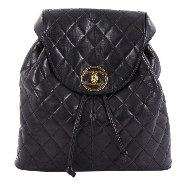 Chanel Vintage Backpack Quilted Lambskin Large at 1stDibs
