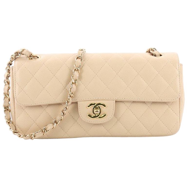 Chanel Classic Single Flap Bag Quilted Caviar East West at 1stDibs