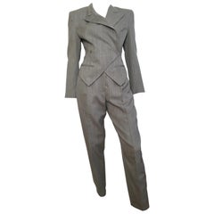 Norma Kamali 1980s Grey Pant Suit Size 4.