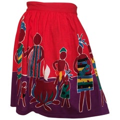 Vintage Pierre Cardin 1980s Cotton Wrap Skirt African Print Size Small. Made in Italy.