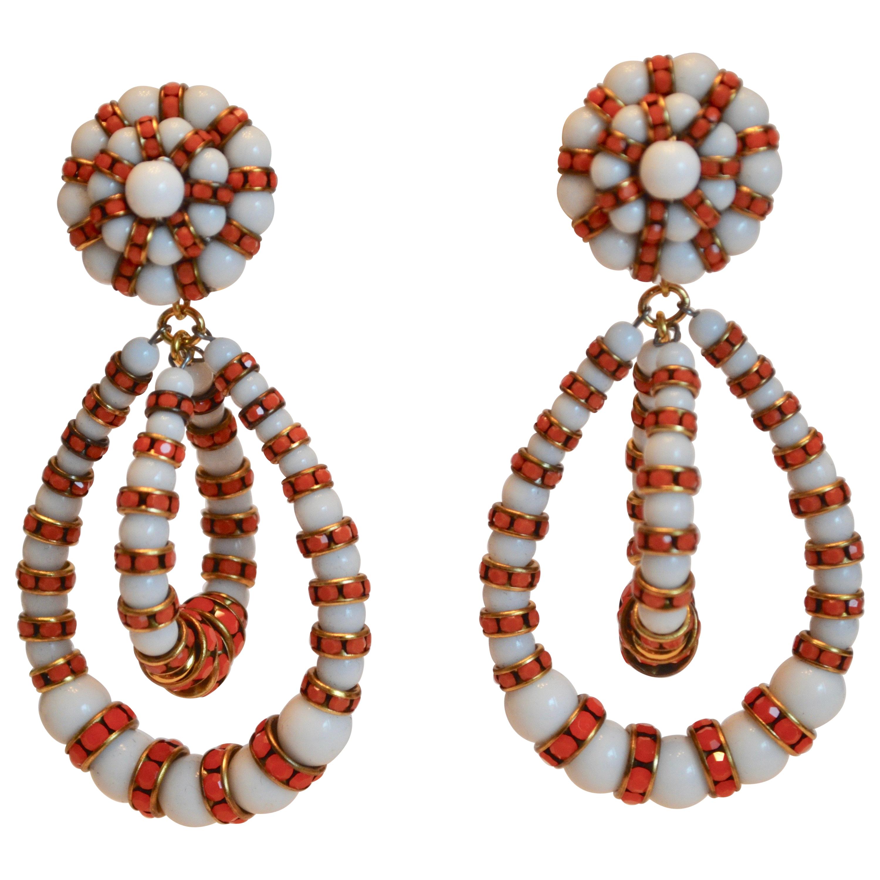 Francoise Montague Orange and Coral Medium Lolita Earrings