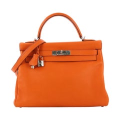 Hermes Kelly Handbag Orange H Gulliver with Palladium Hardware 32