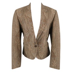 Vintage KENZO Size M Brown Wool / Cotton Paisley Notch Lapel Jacket